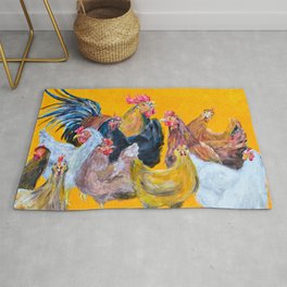 Chickens of Many Colors Rug
