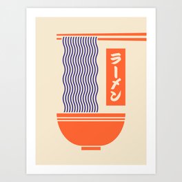 Ramen Minimal - Cream Kunstdrucke | Soba, Food, Chopsticks, Pork, Ramennoodles, Tonkotsu, Minimal, Japanese, Soup, Miso 
