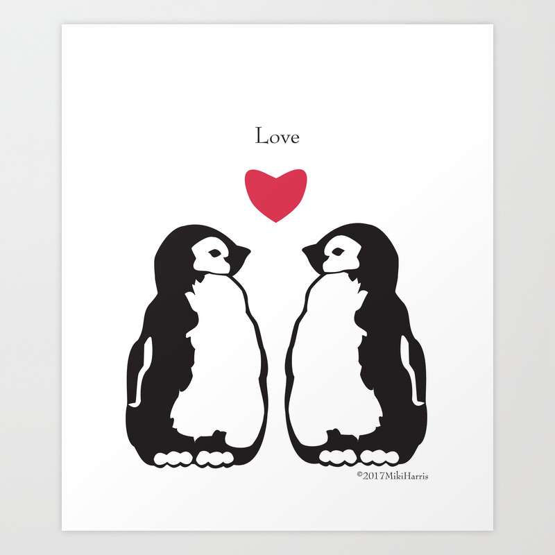 Vintage Penguin Print Picture Love Heart Dictionary Book Page Wall Art Animal 