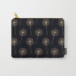 Rose-Gold dandelions pattern on black Carry-All Pouch