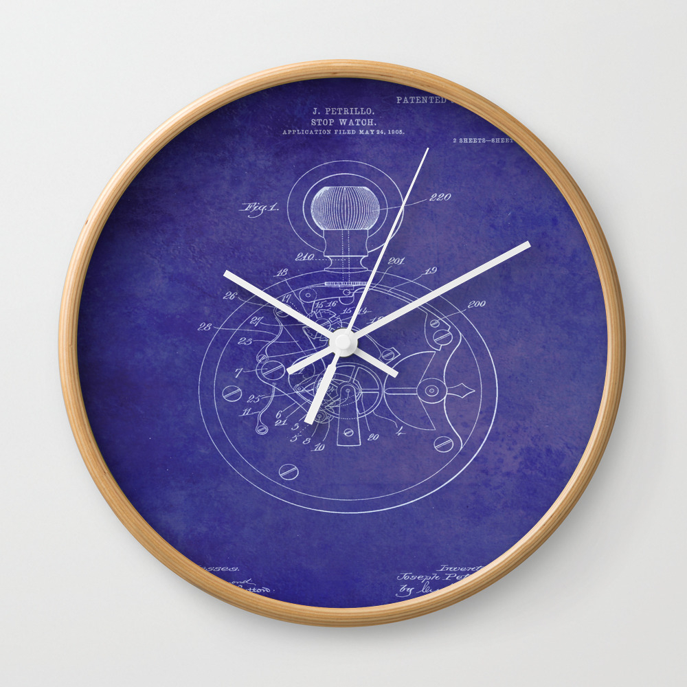 Stopwatch Patent Wall Clock By Thebuccanear Society6