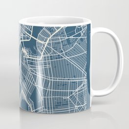 New York Blueprint Street Map, New York Colour Map Prints Coffee Mug