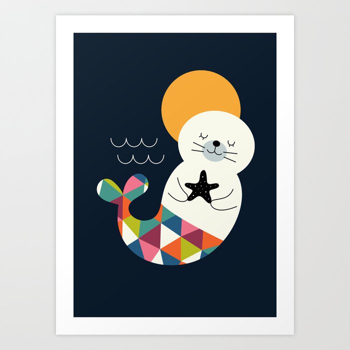 Discover the motif SEALS MERMAID by Andy Westface as a print at TOPPOSTER