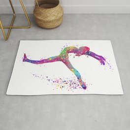 Girl Gymnastics Watercolor Sport Rug