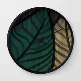 Midnight Citrus - Watercolor Leaves Wall Clock