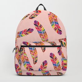 Watercolor Feather Jewel Toned on Pink Backpack
