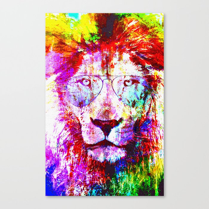 Lion Paint Art Canvas Print By Adystuta Society6 Horse and lion heads, abstract ocre background, with one dollar collage. society6