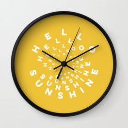 Hello Sunshine #positivity #typography Wall Clock