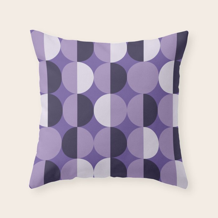 Retro circles grid purple Throw Pillow by danadudesign Society6