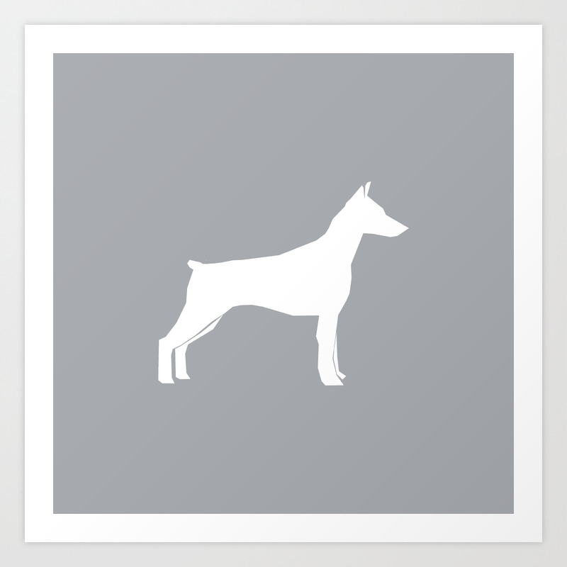 Doberman Pinscher Dog Pattern Grey And White Minimal Dog Breed Silhouette Dog Lover Gifts Art Print By Petsilhouettes Society6