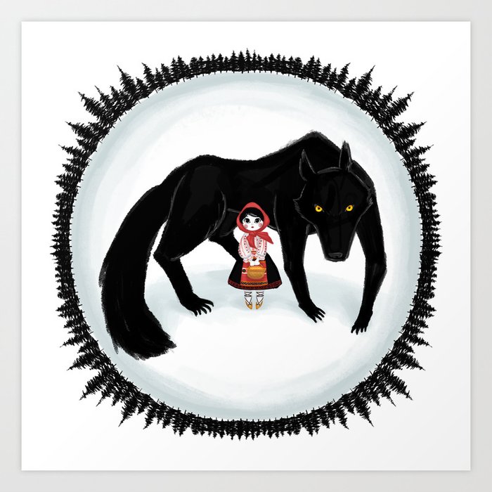 Little Red Riding Hood And The Big Bad Wolf Art Print By Crimsonpumpkin Society6