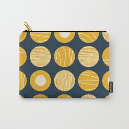 Kugeln - Minimalist Decorated Dot Pattern in Mustard Yellow and Navy Blue Carry-All Pouch