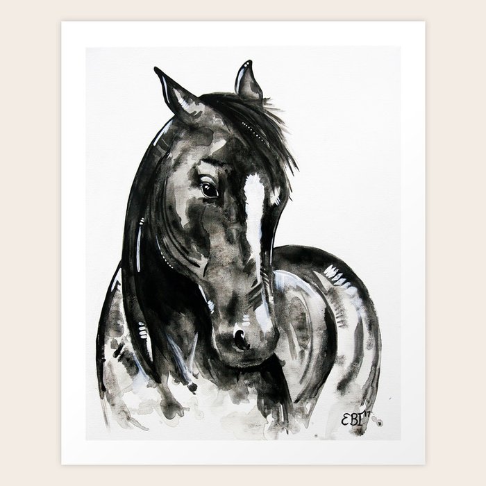 Play Of Light Black And White Horse Painting Art Print By Evei Society6