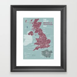 The Great British Television Map Gerahmter Kunstdruck | Anglophilia, Doctorwho, Map, Movies & TV, Brittv, Curated, Graphicdesign, London, British, Television 