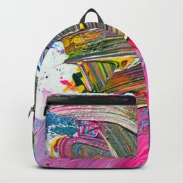 An Artist's Colorful Paint Palette with Rainbow Paint Smears  Backpack