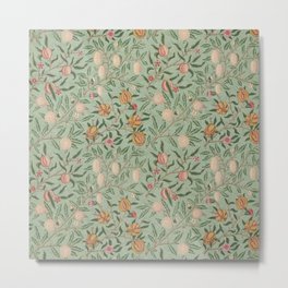 William Morris Vintage Fruit Sage Green  Metal Print | Arts Crafts, French, Homedecor, Orchard, Pattern, Fruit, Floral, Fruittree, Williammorris, Sagegreen 