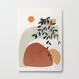 Soft Shapes I Metal Print | Line, Curated, Geometry, Sun, Nature, Geometric, Drawing, Plant, Circle, Minimal 