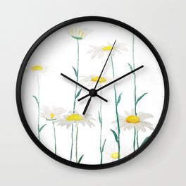 white daisy watercolor horizontal Wall Clock