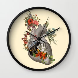 Nature's Heart Wall Clock | Hummingbird, Heart, Anatomy, Butterflies, Flowers, Nature, Vintage, Collage 