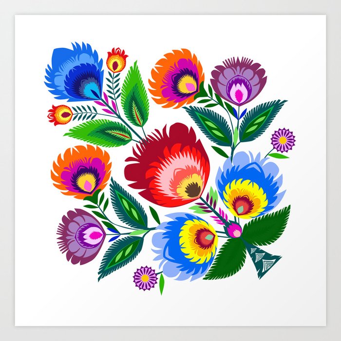 colorful folk flowers art print by bachullus society6 colorful folk flowers art print by bachullus