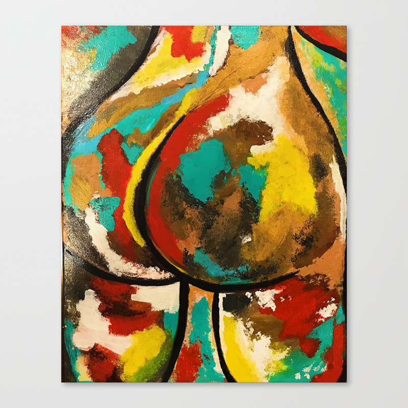 big booty ass woman beautiful sexy african inspired colourful colorful big butt canvas print by artbydee