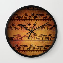 African Animal Pattern Wall Clock