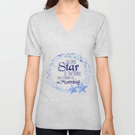 Second Star to the Right & Straight on 'til Morning Peter Pan Quote Unisex V-Neck