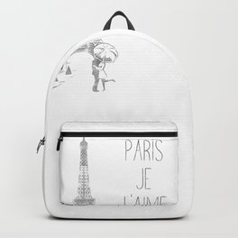 Paris Je T'aime (I Love You) T Shirt, Hand Drawn Sketch Backpack