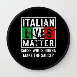 Funny Italian Lives Matter Cook Novelty Gift Italy Flag Wall Clock