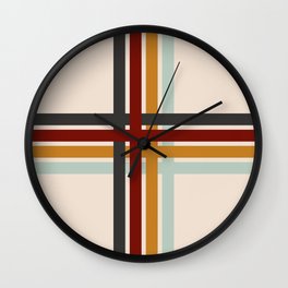 Colored Retro Cross Stripes Wall Clock