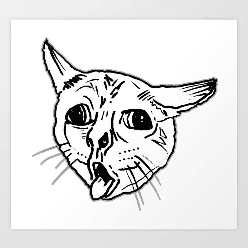 Ugly Coughing Cat Meme Art Print By Urbanart Society6