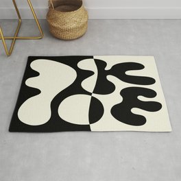 Mid Century Modern Organic Abstraction 235 Black and Linen Rug