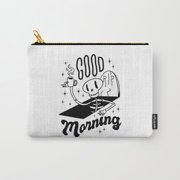 Skeleton in grave drinks coffee good morning Carry-All Pouch