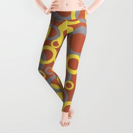 Dark Orange Gray Yellow Funky Ring Pattern V12 Color of the Year 2021 and Accent Shade Leggings