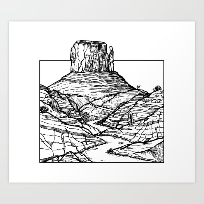Monument Valley Hand Drawing Art Print By Virimah Society6 See more ideas about drawings, cool drawings, art drawings. monument valley hand drawing art print by virimah