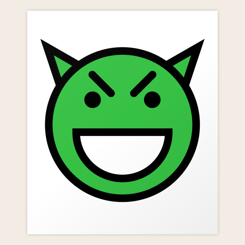 smiley face laughing evil looking devil face green art print by dogboo society6 smiley face laughing evil looking devil face green art print by dogboo