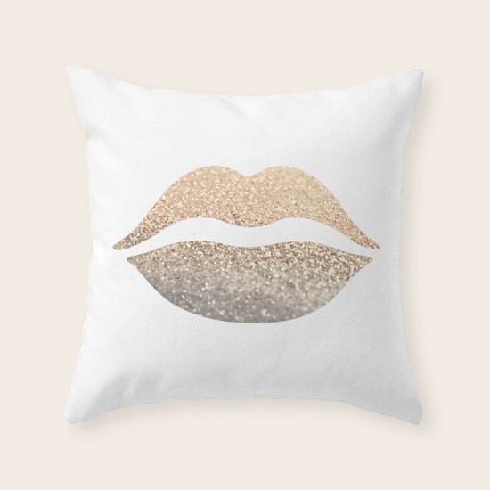 GOLD LIPS Throw Pillow by monikastrigel Society6