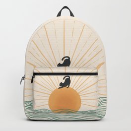 Good Morning Meow 7 Sunny Day Ocean  Backpack | Curated, Sunnyday, Exercise, Great Wave, Ocean, Meow, Cat, Sea, Wave, Goodmorning 