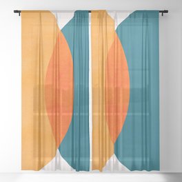 Mid Century Eclipse / Abstract Geometric Sheer Curtain