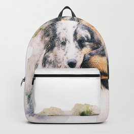 Dogs Animal Art Abstract Watercolor Kiss Vintage dogs lover Backpack