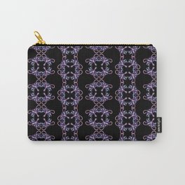 Violet square flowers on black Carry-All Pouch