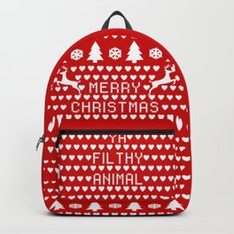 Merry Christmas Ya Filthy Animal Backpack | Christmasgifts, Homealone, Happynewyear, Painting, Filthyanimal, Typography, Uglysweater, Xmas, Holiday, Merryxmas 