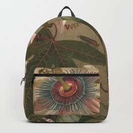 Antique  Passion Flower and Cicada Lithograph Backpack