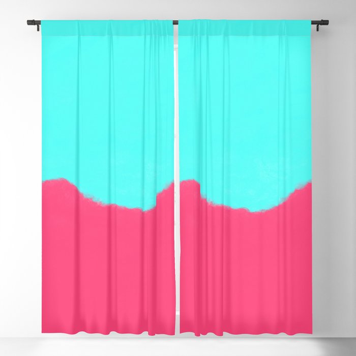 Modern Aqua Teal Bright Pink Colorblock, Bright Teal Curtains