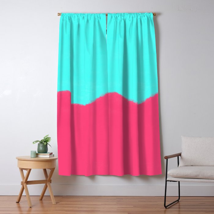 Modern Aqua Teal Bright Pink Colorblock Blackout Curtain By Water Society6 Modern Aqua Teal Bright Pink Colorblock, Bright Teal Curtains