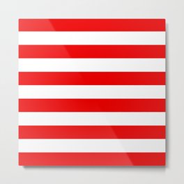 Red White Stripe Line Bold Stripes Lines Metal Print