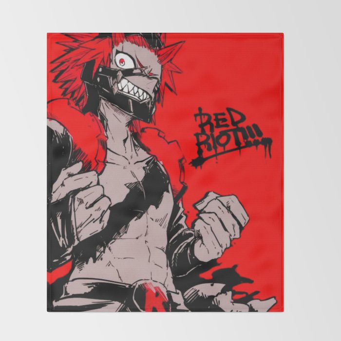 Red Riot Kirishima Eijiro My Hero Academia Throw Blanket By Mangasekai Society6
