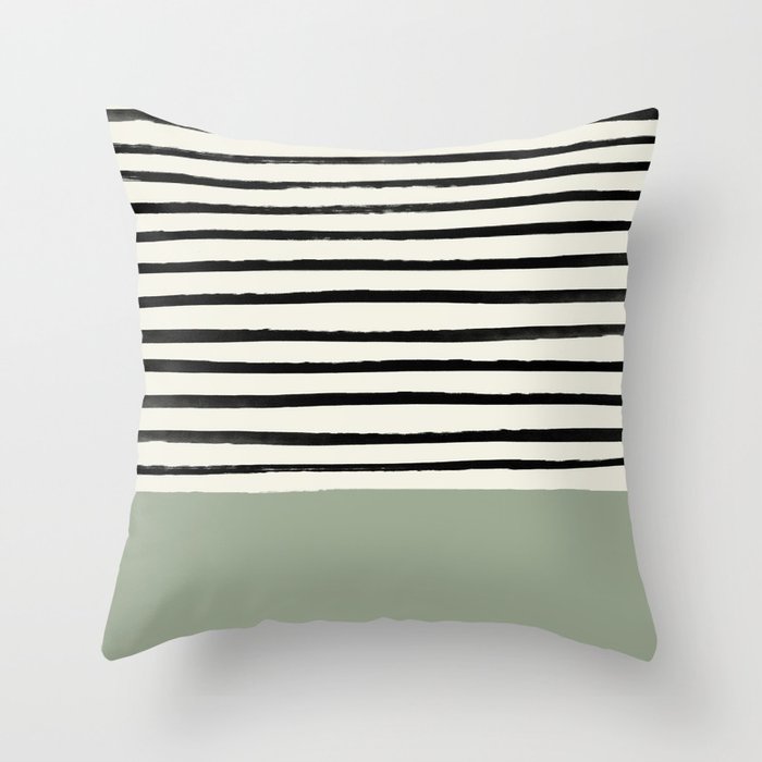 Sage Green X Stripes Throw Pillow By Floresimagespdx Society6 Luxury velvet cushion cover pillow cover pillowcase green yellow pink blue home decorative sofa throw pillows cover.