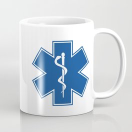 EMT Health Care Rod of Asclepius Blue Star of Life Medical Symbol Coffee Mug