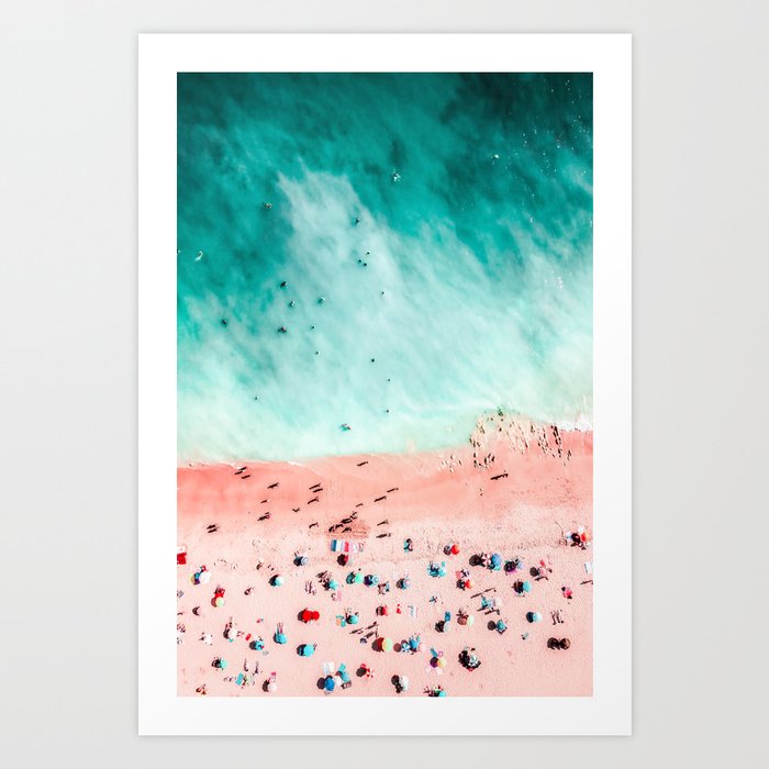 People Crowd On Algarve Beach In Portugal Crowded Beach Beach Print Pink Beach Print Art Print Art Print By Radub85 Society6